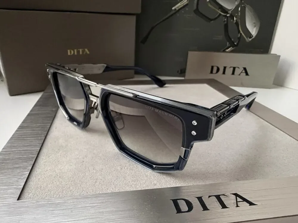DITA MACH NINE DTS 478 03 Blue Swirl - Antique Silver Grey Sunglasses AUTHENTIC